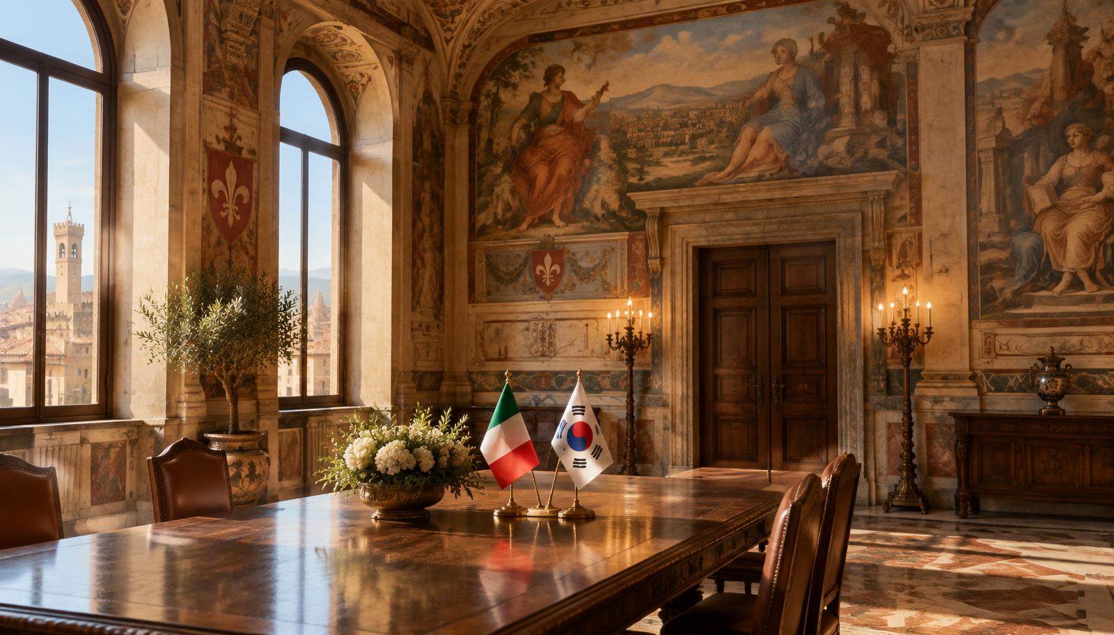 La delegazione del King Sejong Institute a Palazzo dei Priori